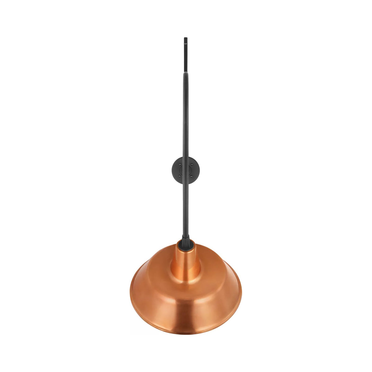 Academy Anchored Larrabee Barn Outdoor Wall Light in Matte Black/16-Inch Soft Copper Bowers Shade (36-Inch).