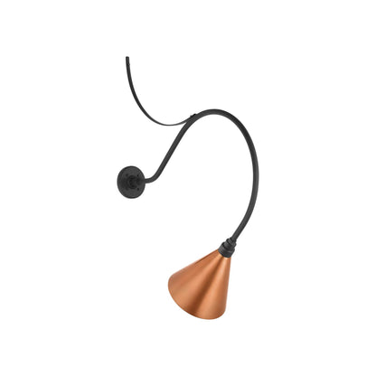 Academy Anchored Larrabee Barn Outdoor Wall Light in Matte Black/9-Inch Soft Copper Conical Savannah Shade (26.5-Inch).