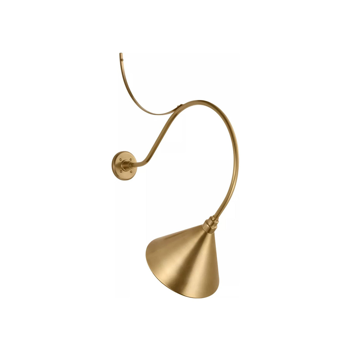 Academy Anchored Larrabee Barn Outdoor Wall Light in Hand-Rubbed Antique Brass/12.5-Inch Hand-Rubbed Antique Brass Conical Savannah Shade (26.5-Inch).