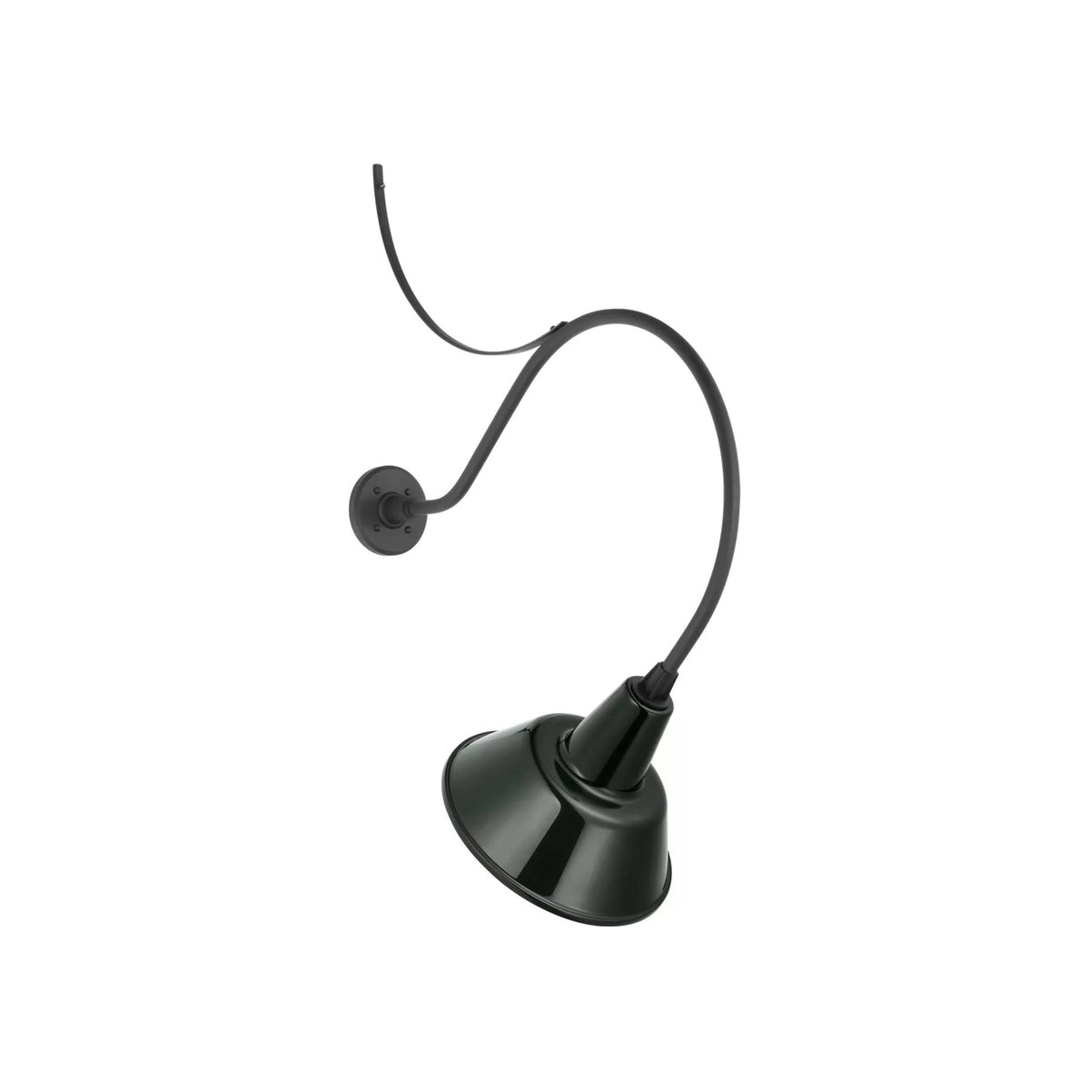 Academy Anchored Larrabee Barn Outdoor Wall Light in Matte Black/12.5-Inch Green Bowers Shade (26.5-Inch).