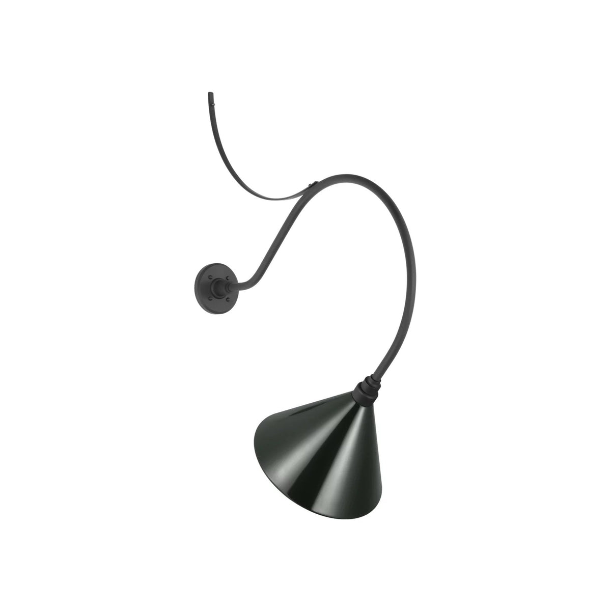 Academy Anchored Larrabee Barn Outdoor Wall Light in Matte Black/12.5-Inch Green Conical Savannah Shade (26.5-Inch).