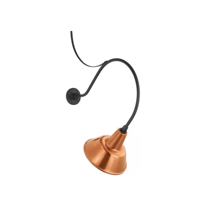 Academy Anchored Larrabee Barn Outdoor Wall Light in Matte Black/12.5-Inch Soft Copper Bowers Shade (26.5-Inch).