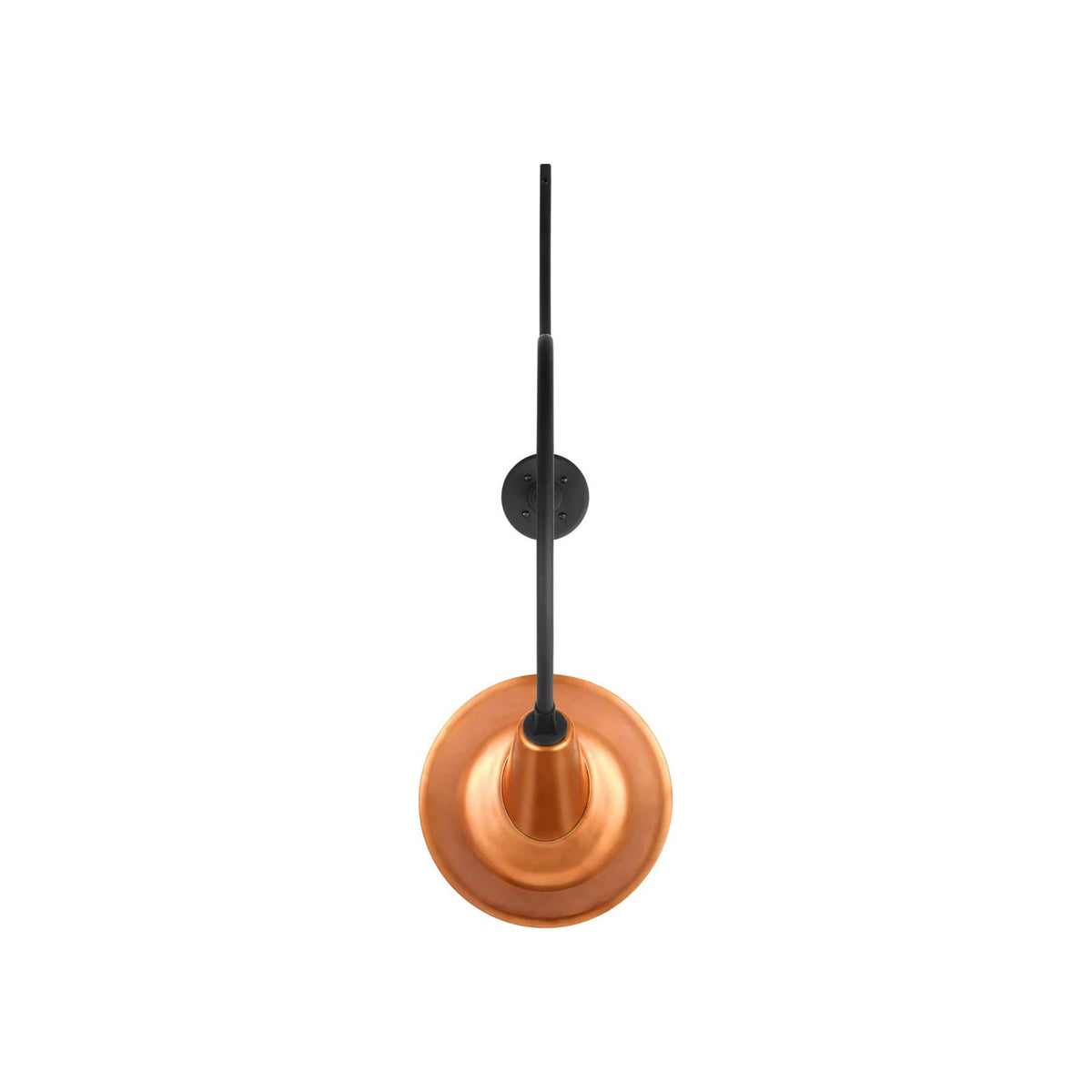 Academy Anchored Larrabee Barn Outdoor Wall Light in Matte Black/12.5-Inch Soft Copper Tilted Bowers Shade (26.5-Inch).