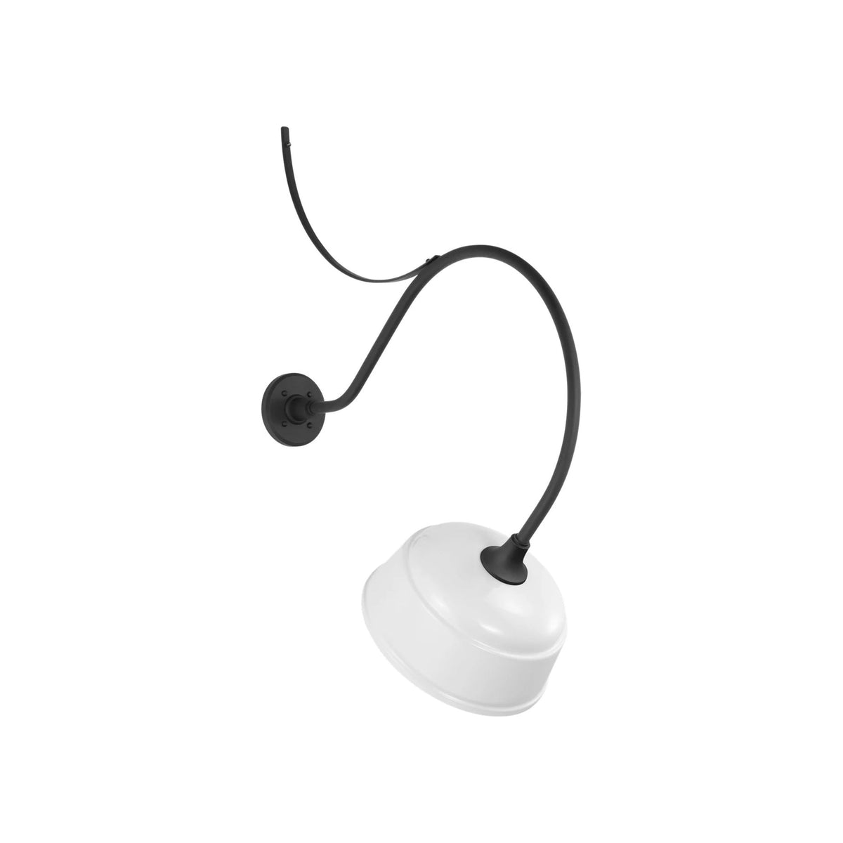 Academy Anchored Larrabee Barn Outdoor Wall Light in Matte Black/12.5-Inch White Rockhouse Shade (26.5-Inch).