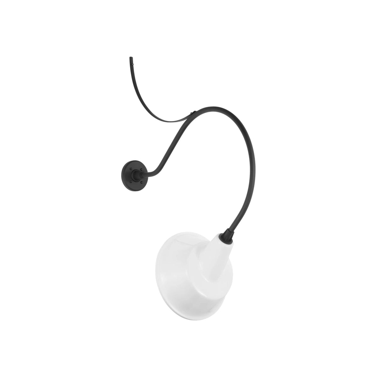Academy Anchored Larrabee Barn Outdoor Wall Light in Matte Black/12.5-Inch White Tilted Bowers Shade (26.5-Inch).