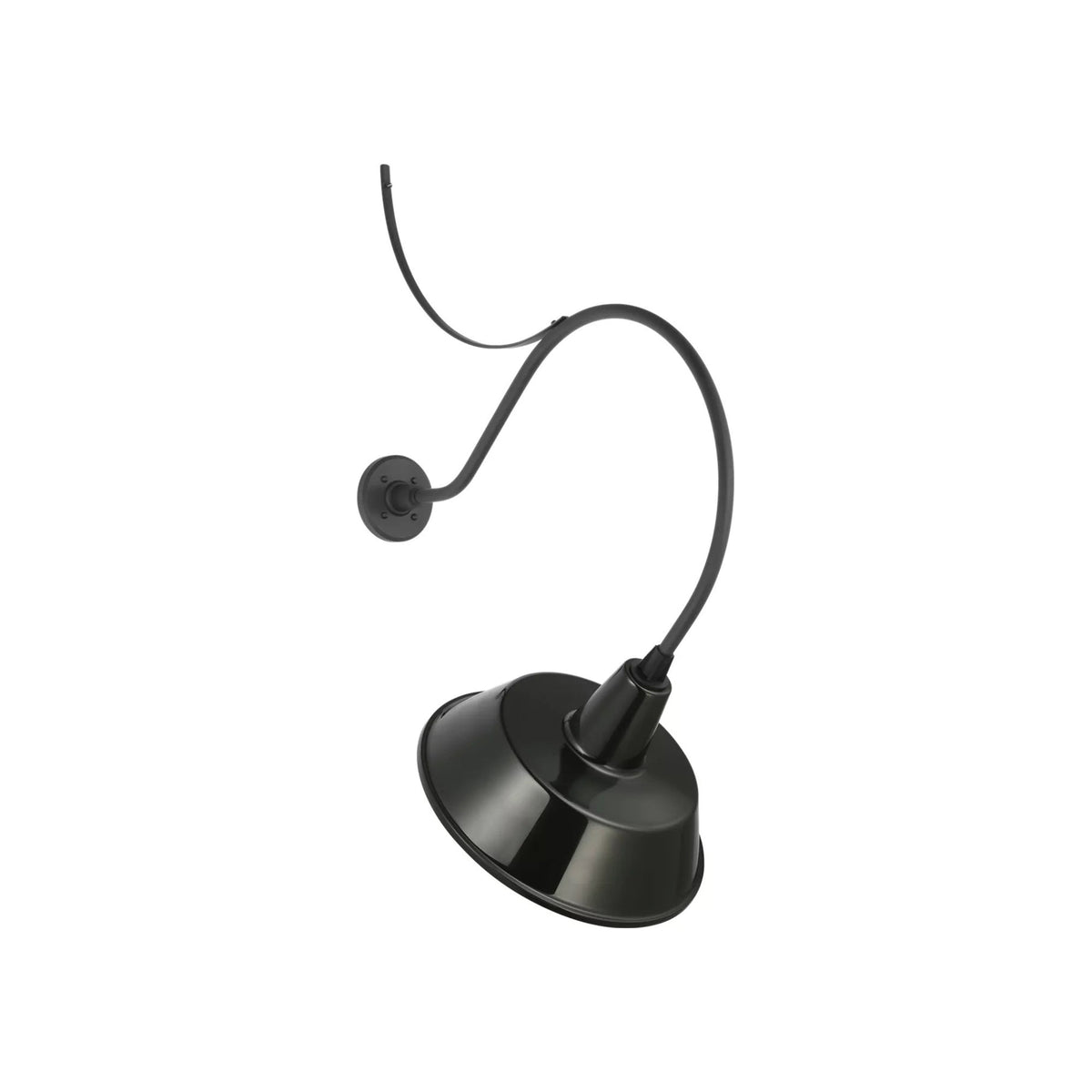 Academy Anchored Larrabee Barn Outdoor Wall Light in Matte Black/16-Inch Green Bowers Shade (26.5-Inch).