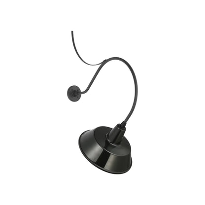 Academy Anchored Larrabee Barn Outdoor Wall Light in Matte Black/16-Inch Green Bowers Shade (26.5-Inch).