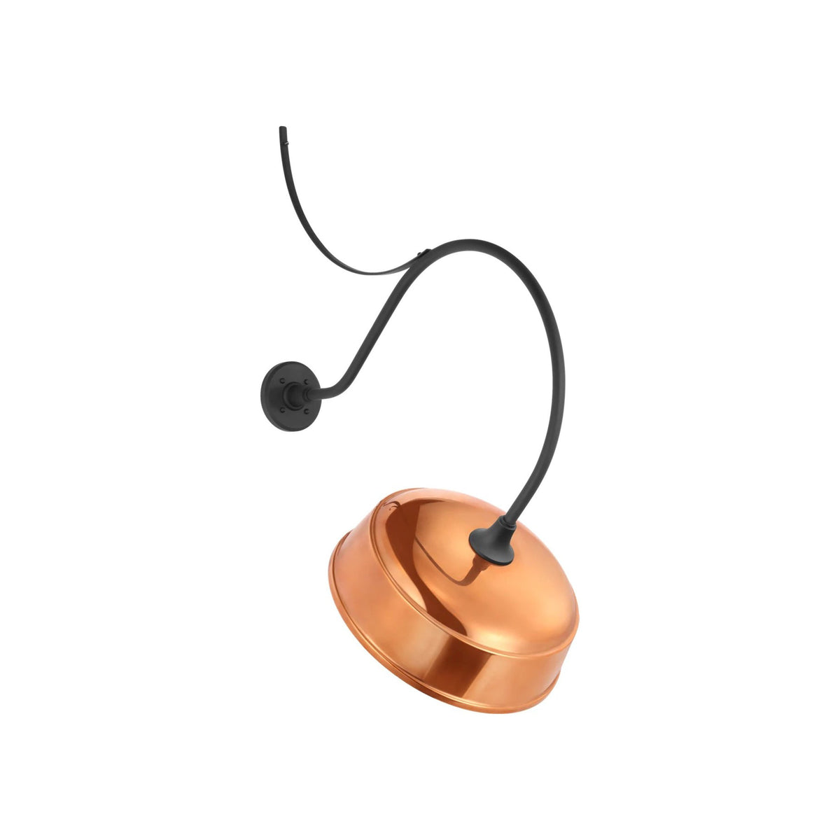 Academy Anchored Larrabee Barn Outdoor Wall Light in Matte Black/16-Inch Soft Copper Rockhouse Shade (26.5-Inch).