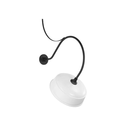 Academy Anchored Larrabee Barn Outdoor Wall Light in Matte Black/16-Inch White Rockhouse Shade (26.5-Inch).