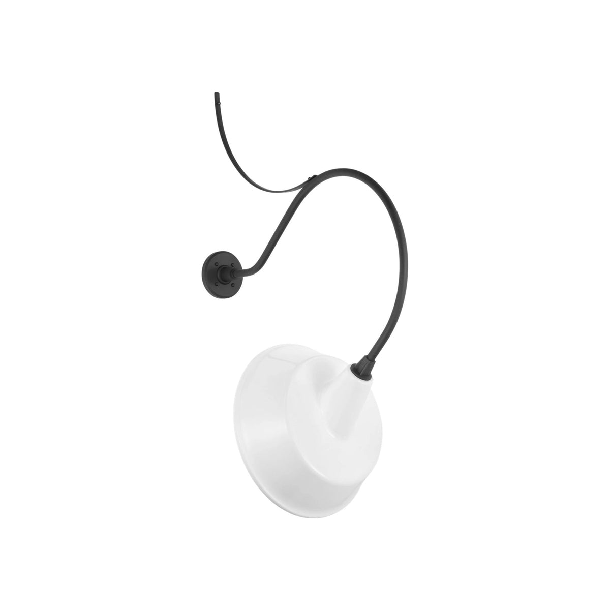 Academy Anchored Larrabee Barn Outdoor Wall Light in Matte Black/16-Inch White Tilted Bowers Shade (26.5-Inch).