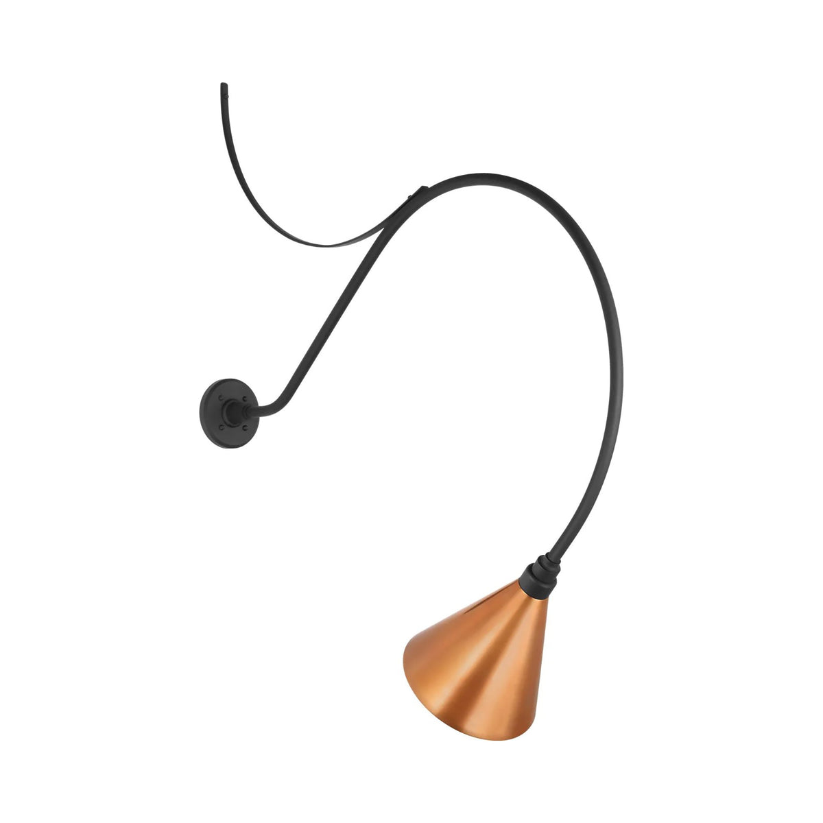 Academy Anchored Larrabee Barn Outdoor Wall Light in Matte Black/9-Inch Soft Copper Conical Savannah Shade (36-Inch).