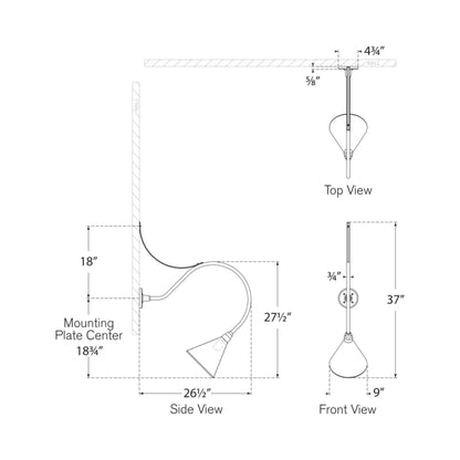 Academy Anchored Larrabee Barn Outdoor Wall Light - line drawing.