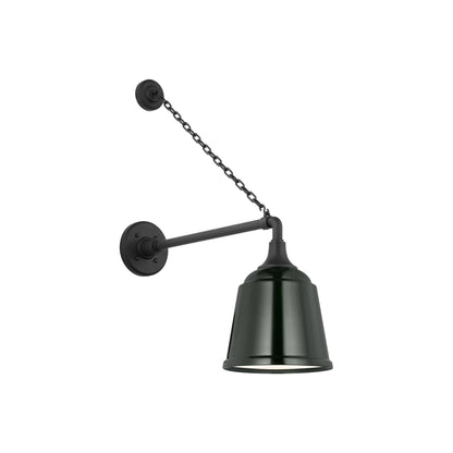 Academy Anchored Mack Barn Outdoor Wall Light in Matte Black (8-Inch Green Rockhouse Shade).