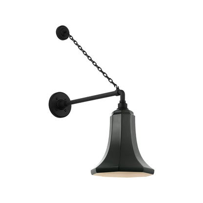 Academy Anchored Mack Barn Outdoor Wall Light in Matte Black (9.25-Inch Green Savannah Shade).