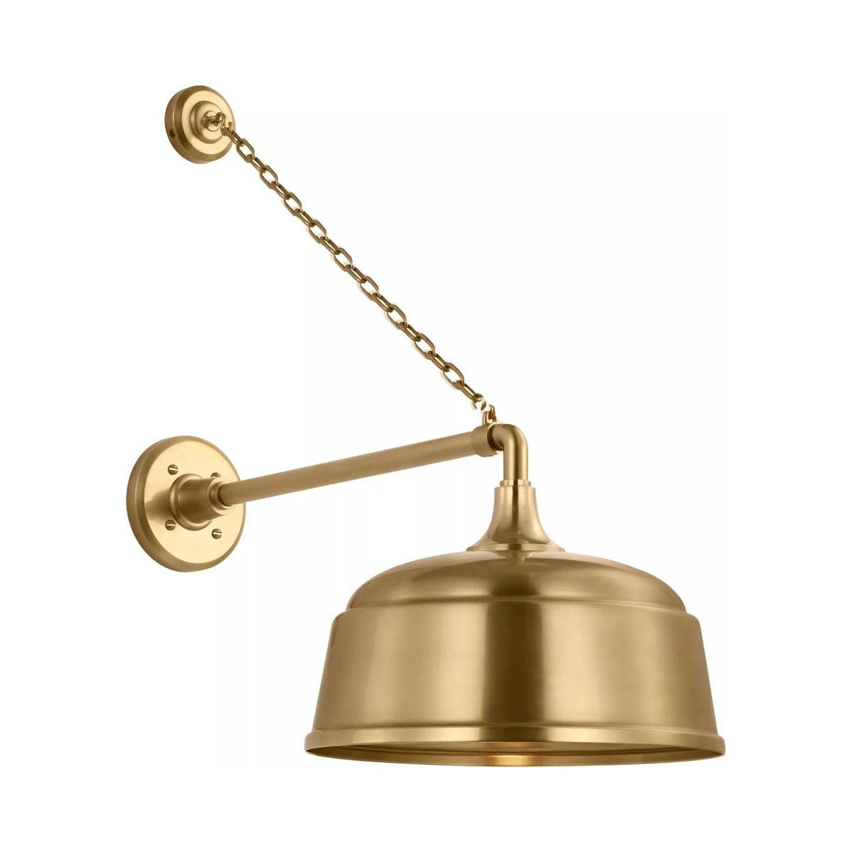 Academy Anchored Mack Barn Outdoor Wall Light in Hand-Rubbed Antique Brass (12.5-Inch Hand-Rubbed Antique Brass Rockhouse Shade).