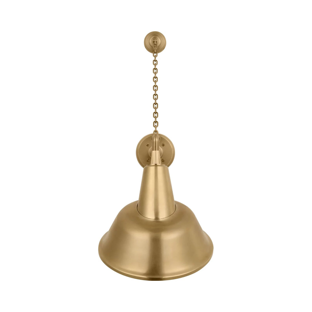 Academy Anchored Mack Barn Outdoor Wall Light in Hand-Rubbed Antique Brass (12.5-Inch Hand-Rubbed Antique Brass Tilted Bowers Shade).