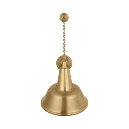 Academy Anchored Mack Barn Outdoor Wall Light in Hand-Rubbed Antique Brass (12.5-Inch Hand-Rubbed Antique Brass Tilted Bowers Shade).