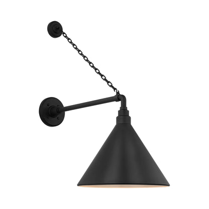 Academy Anchored Mack Barn Outdoor Wall Light in Matte Black (12.5-Inch Matte Black Conical Savannah Shade).
