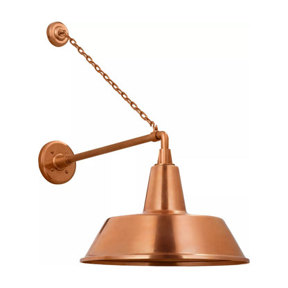 Academy Anchored Mack Barn Outdoor Wall Light in Soft Copper (16-Inch Soft Copper Bowers Shade).
