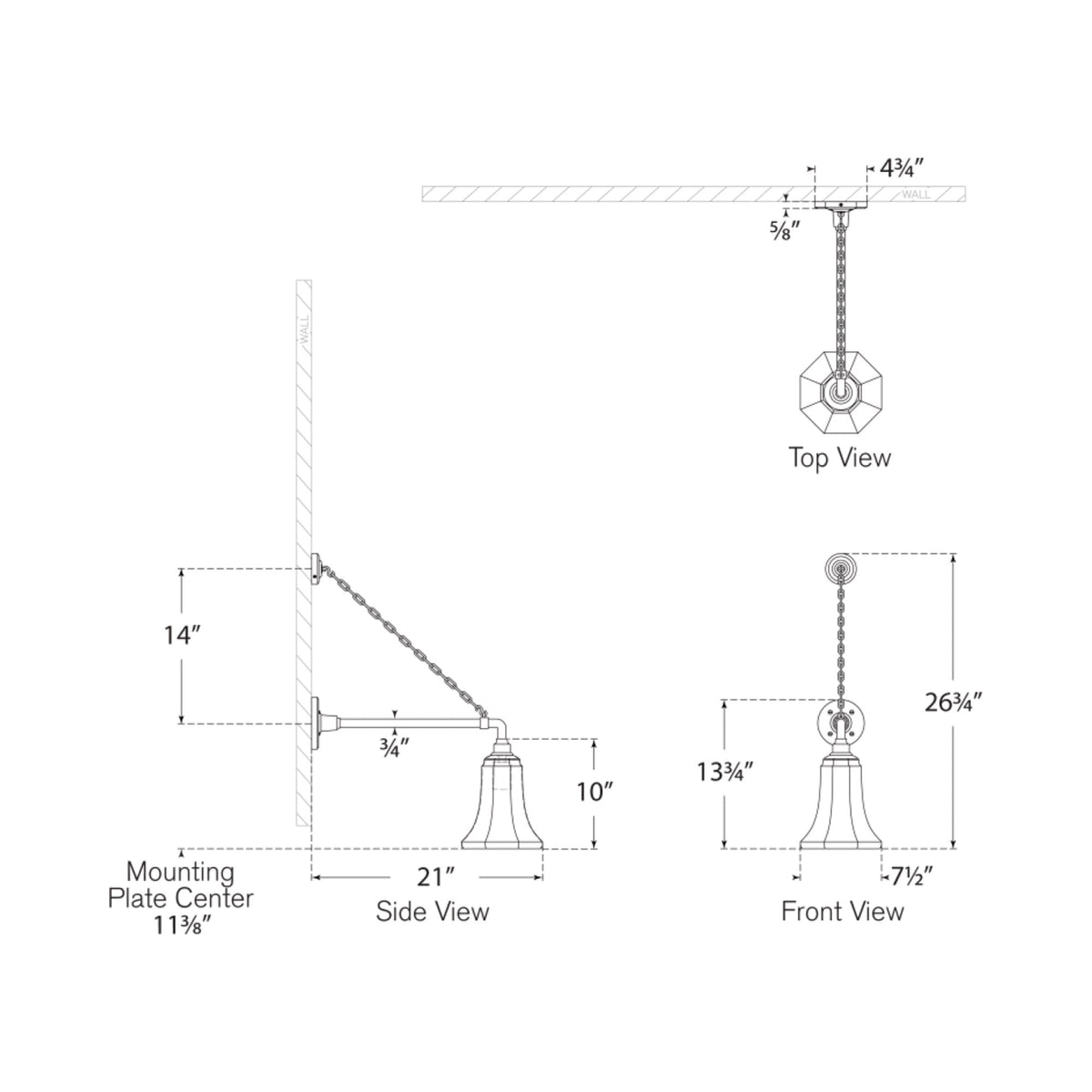 Academy Anchored Mack Barn Outdoor Wall Light - line drawing.