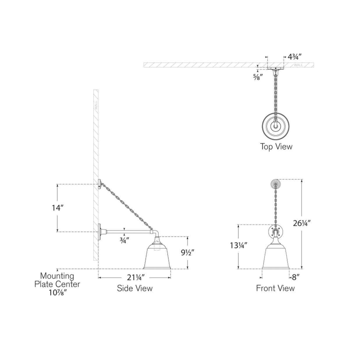 Academy Anchored Mack Barn Outdoor Wall Light - line drawing.