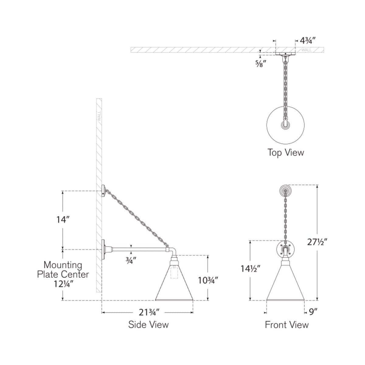 Academy Anchored Mack Barn Outdoor Wall Light - line drawing.