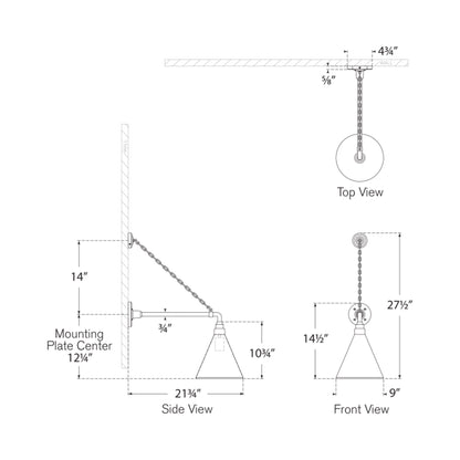 Academy Anchored Mack Barn Outdoor Wall Light - line drawing.