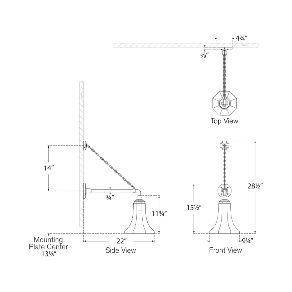 Academy Anchored Mack Barn Outdoor Wall Light - line drawing.