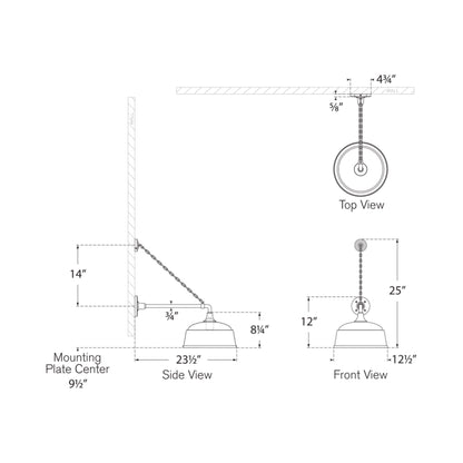Academy Anchored Mack Barn Outdoor Wall Light - line drawing.