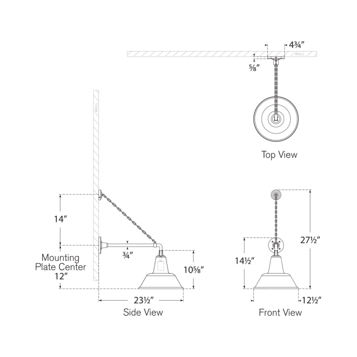 Academy Anchored Mack Barn Outdoor Wall Light - line drawing.