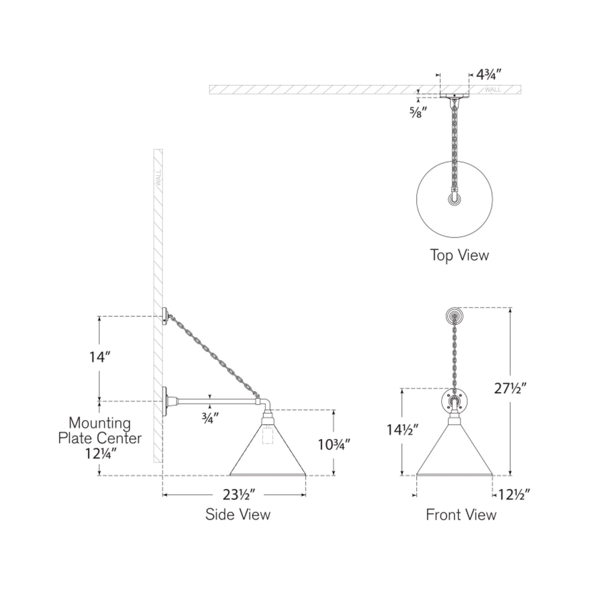 Academy Anchored Mack Barn Outdoor Wall Light - line drawing.