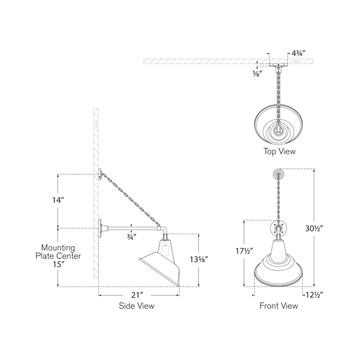 Academy Anchored Mack Barn Outdoor Wall Light - line drawing.