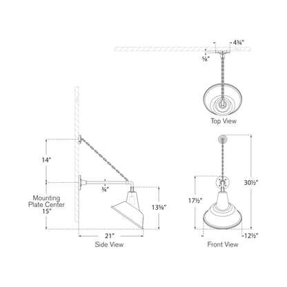 Academy Anchored Mack Barn Outdoor Wall Light - line drawing.