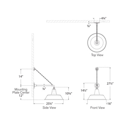Academy Anchored Mack Barn Outdoor Wall Light - line drawing.