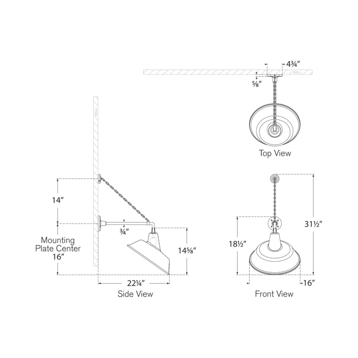 Academy Anchored Mack Barn Outdoor Wall Light - line drawing.