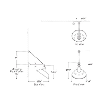 Academy Anchored Mack Barn Outdoor Wall Light - line drawing.