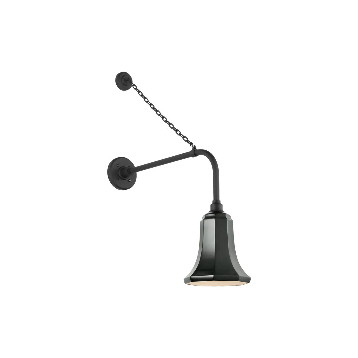 Academy Anchored Rex Barn Outdoor Wall Light in Matte Black (7.5-Inch Green Savannah Shade).