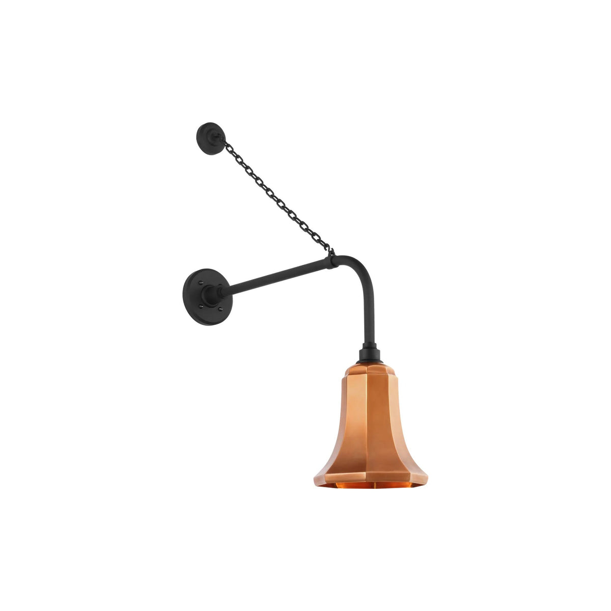 Academy Anchored Rex Barn Outdoor Wall Light in Matte Black (7.5-Inch Soft Copper Savannah Shade).