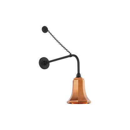 Academy Anchored Rex Barn Outdoor Wall Light in Matte Black (7.5-Inch Soft Copper Savannah Shade).