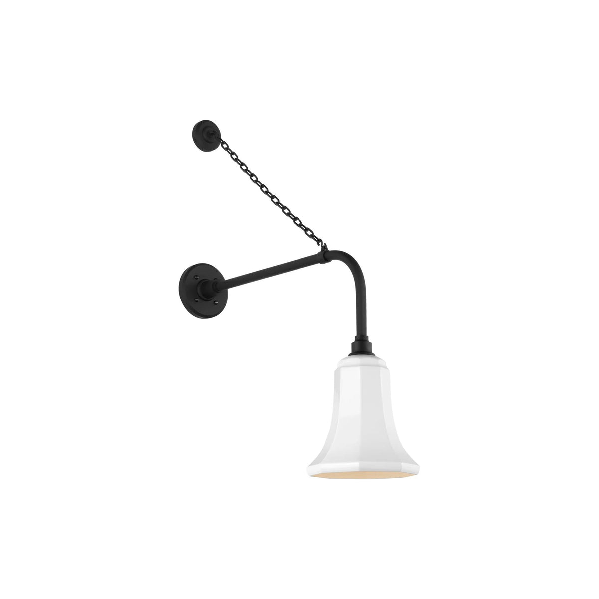 Academy Anchored Rex Barn Outdoor Wall Light in Matte Black (7.5-Inch White Savannah Shade).