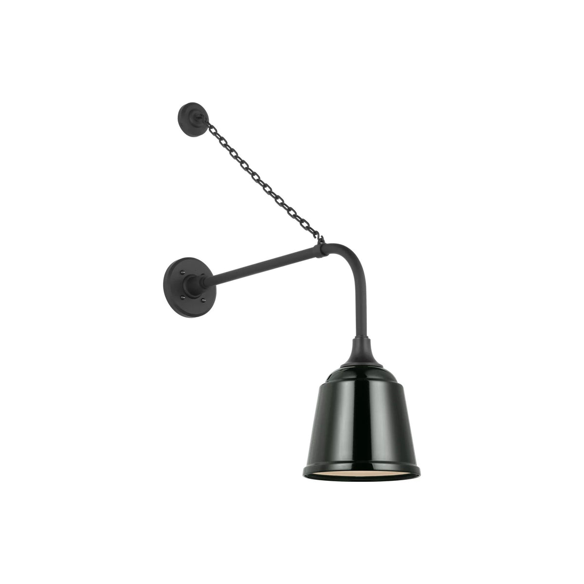 Academy Anchored Rex Barn Outdoor Wall Light in Matte Black (8-Inch Green Rockhouse Shade).