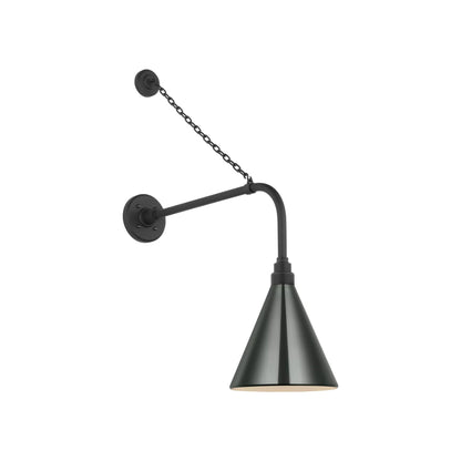 Academy Anchored Rex Barn Outdoor Wall Light in Matte Black (9-Inch Green Conical Savannah Shade).