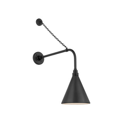 Academy Anchored Rex Barn Outdoor Wall Light in Matte Black (9-Inch Matte Black Conical Savannah Shade).