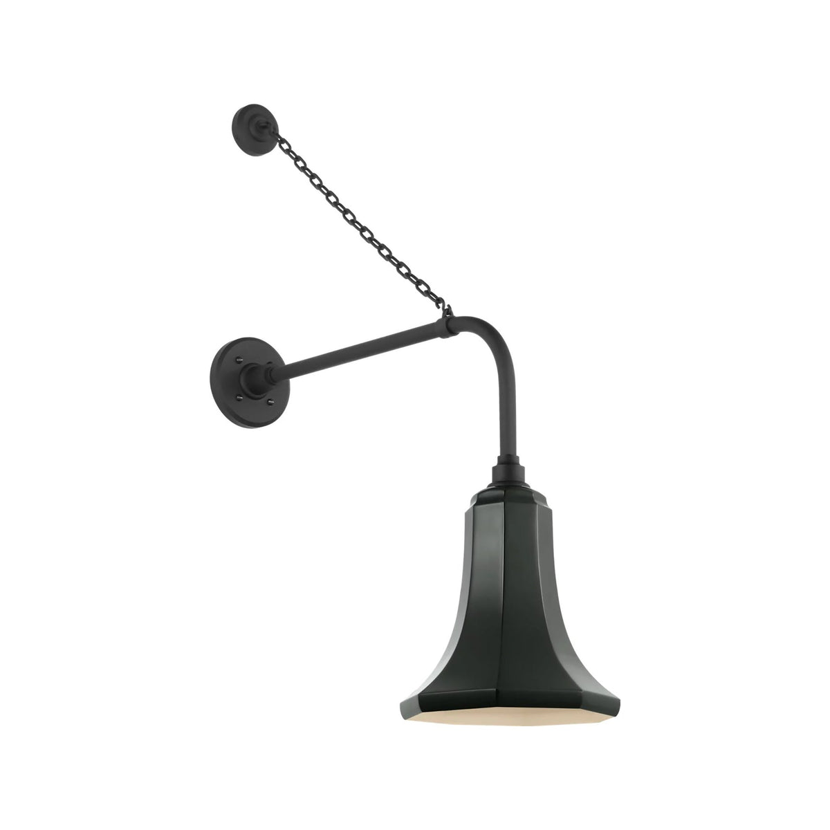 Academy Anchored Rex Barn Outdoor Wall Light in Matte Black (9.25-Inch Green Savannah Shade).