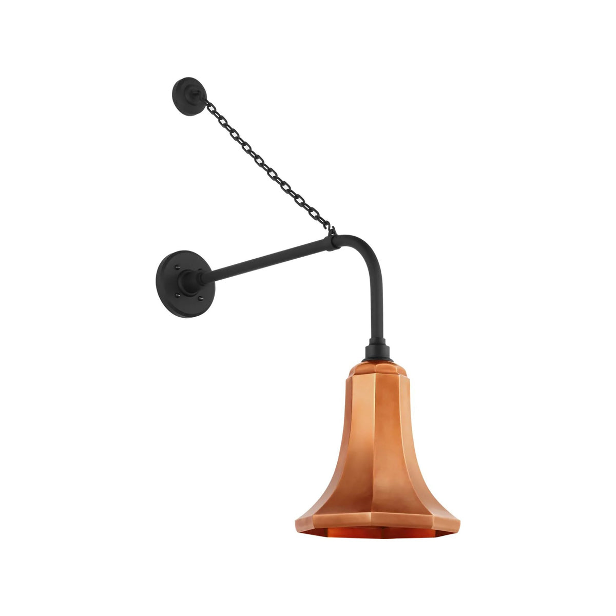 Academy Anchored Rex Barn Outdoor Wall Light in Matte Black (9.25-Inch Soft Copper Savannah Shade).