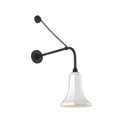 Academy Anchored Rex Barn Outdoor Wall Light in Matte Black (9.25-Inch White Savannah Shade).