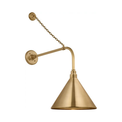 Academy Anchored Rex Barn Outdoor Wall Light in Hand-Rubbed Antique Brass (12.5-Inch Hand-Rubbed Antique Brass Conical Savannah Shade).