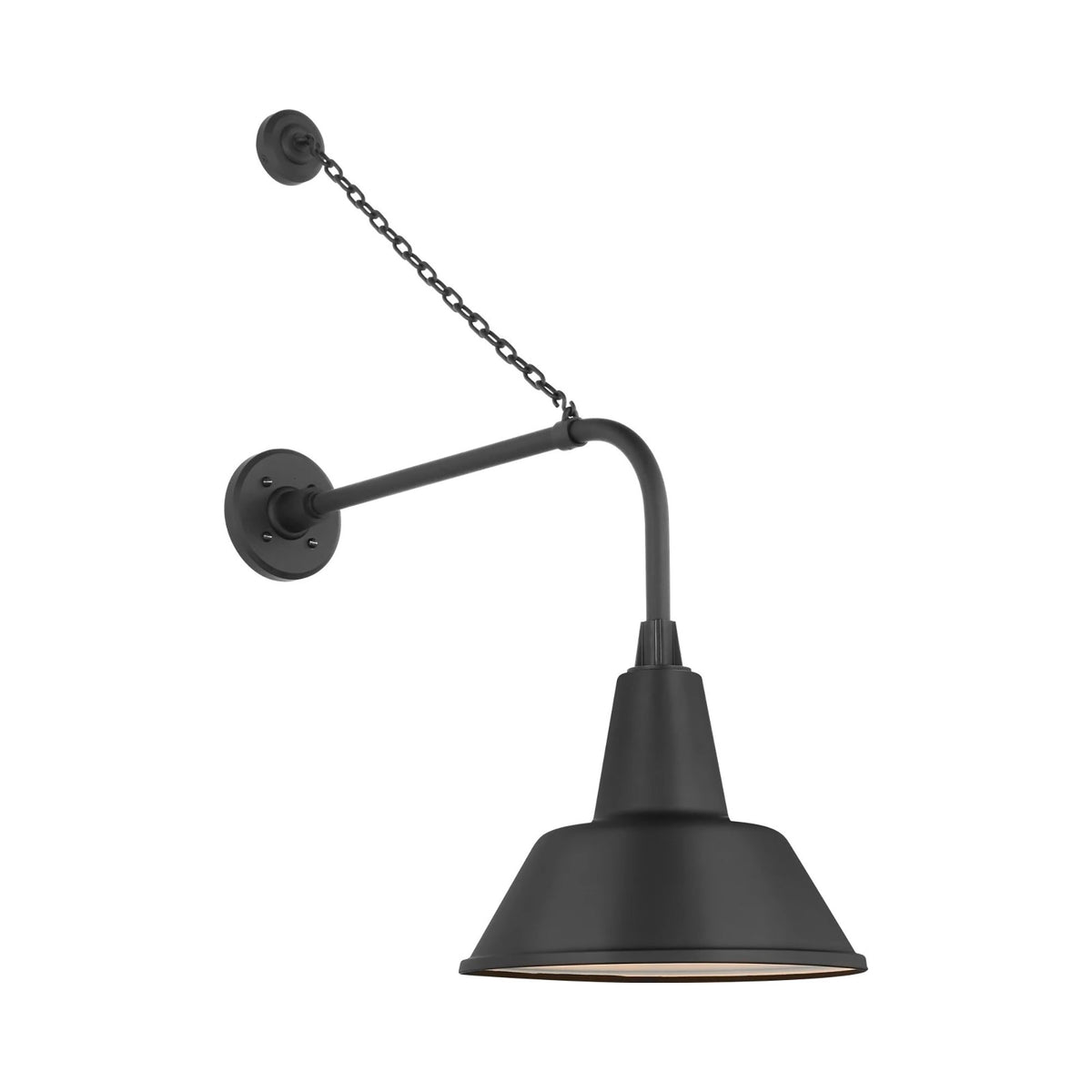 Academy Anchored Rex Barn Outdoor Wall Light in Matte Black (12.5-Inch Matte Black Bowers Shade).