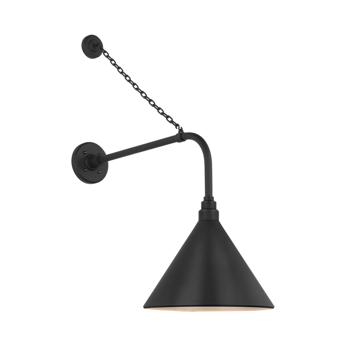 Academy Anchored Rex Barn Outdoor Wall Light in Matte Black (12.5-Inch Matte Black Conical Savannah Shade).