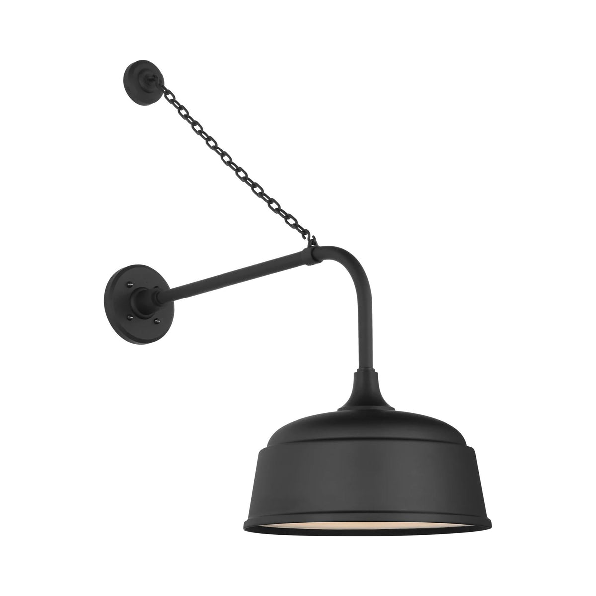 Academy Anchored Rex Barn Outdoor Wall Light in Matte Black (12.5-Inch Matte Black Rockhouse Shade).